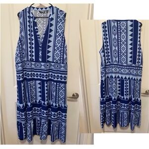 Mlle Gabrielle Blue and White Patterned Dress